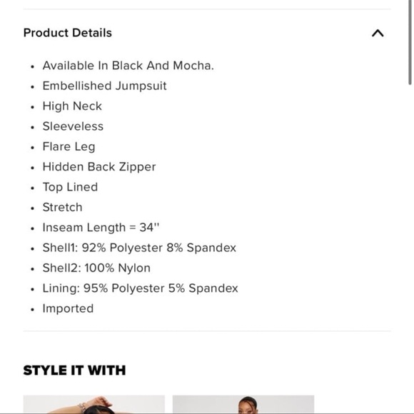 Fashion nova rhinestone jumpsuit.  36" bust 34 inseam - Picture 4 of 5